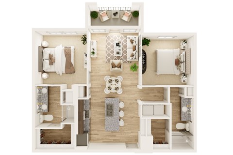 Dalton Austin Residences in Pflugerville, Texas Two Bedroom Floor Plan